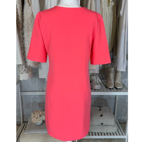 Eci NEw York Women's Size XS Bright Pink Criss Cross V Neck Shift Dress #0254 - Picture 5 of 10